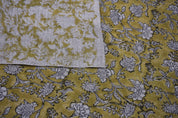 Linen Block Print Fabric 58 Inch Width Heavy Weight Linen Natural Base Color Curtains and Drapes Upholstery Handmade Art Pillow Covers Tablecloths and Runners Bedding Tote Bag Lampshades Napkins by Fabritual