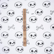 Handmade Black Skeleton Print Table Runner Elegant Fabric on Thick Cotton White for Halloween Decor
