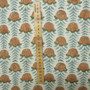 Block Print Fabric 58 Inch Width Light Weight Viscose Linen Natural Base Color and Floral Print Curtains and Drapes Pillow Covers Tablecloths and Runners Bedding Tote Bag Lampshades by Fabritual