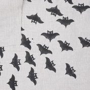 Handmade Art Wooden Block Black Bat Print Pure Linen Table Cover Fabric for Living Room Decor