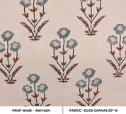 Cotton Block Print Fabric 50 Inch Width Medium Weight Duck Canvas Beige Base Color Curtains and Drapes Pillow Covers Tablecloths and Runners Bedding Tote Bag Lampshades Napkins by Fabritual