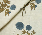 Linen Block Print Fabric Linen Blend 58 Inch Width Light Weight Linen Natural Base Color Curtains and Drapes Upholstery Handmade Art Pillow Covers Tablecloths and Runners Bedding Tote Bag Lampshades Napkins by Fabritual