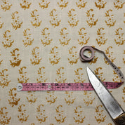 Linen Block Print Fabric 58 Inch Width Medium Weight Linen Natural Base Color Curtains and Drapes Upholstery Handmade Art Pillow Covers Tablecloths and Runners Bedding Tote Bag Lampshades Napkins by Fabritual