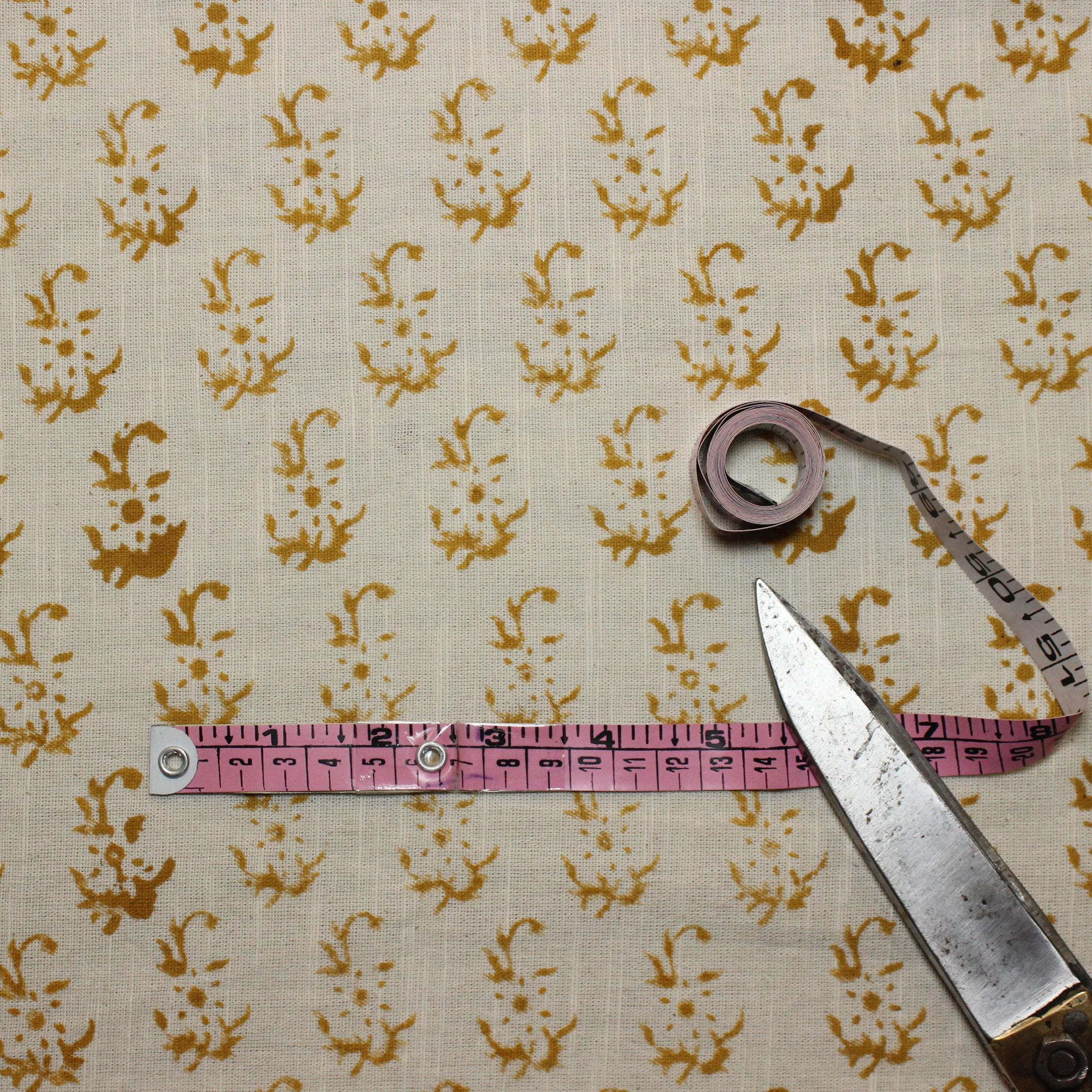 Linen Block Print Fabric 58 Inch Width Medium Weight Linen Natural Base Color Curtains and Drapes Upholstery Handmade Art Pillow Covers Tablecloths and Runners Bedding Tote Bag Lampshades Napkins by Fabritual