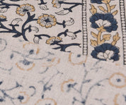 Linen Block Print Fabric 58&quot; Width Medium Weight Linen Natural Base Color Curtains and Drapes Upholstery Pillow Covers Tablecloths and Runners Bedding Tote Bag Lampshades Napkins by Fabritual