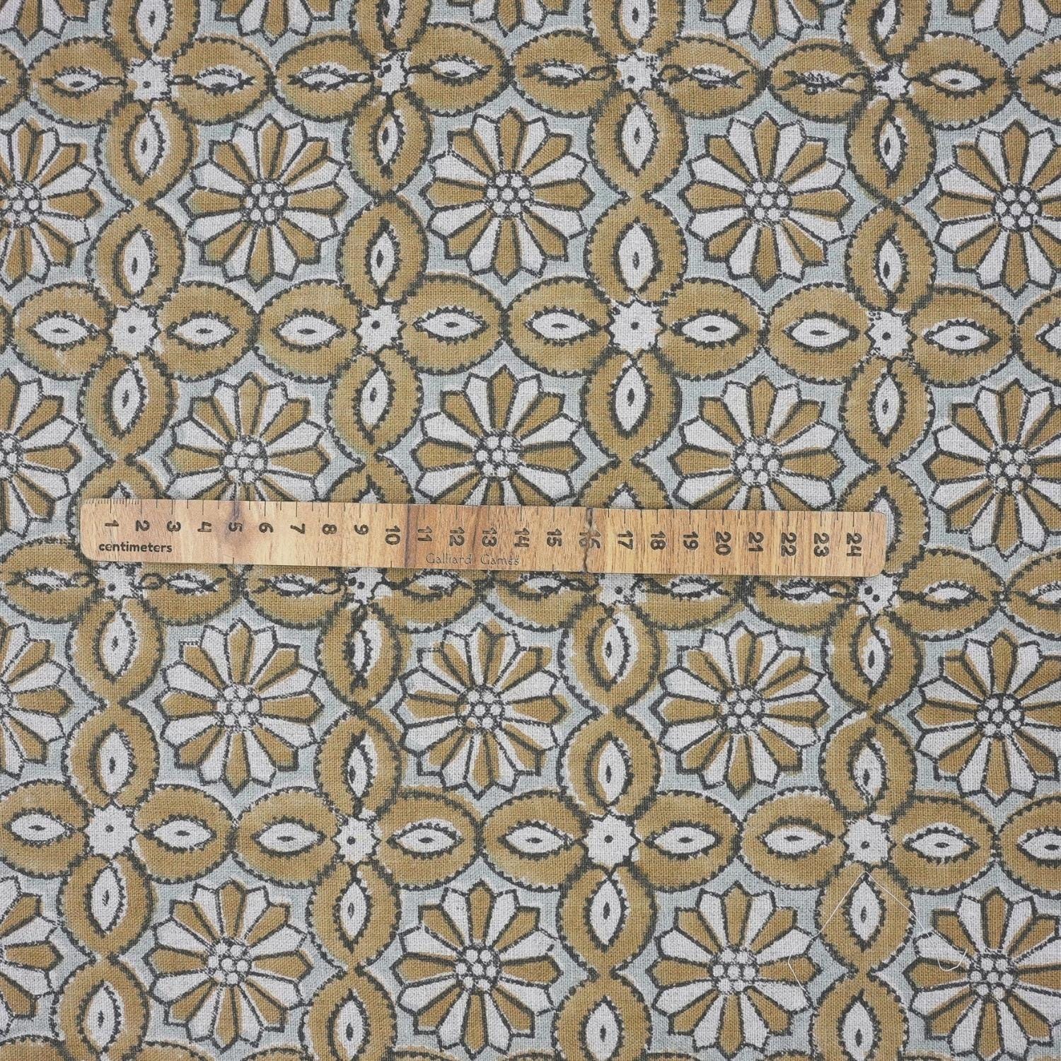 Indian Handblock Printed Sage Green and White Floral Throw Pure Linen Curtains Fabric with Varnika Design