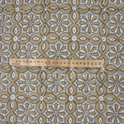 Indian Handblock Printed Sage Green and White Floral Throw Pure Linen Curtains Fabric with Varnika Design