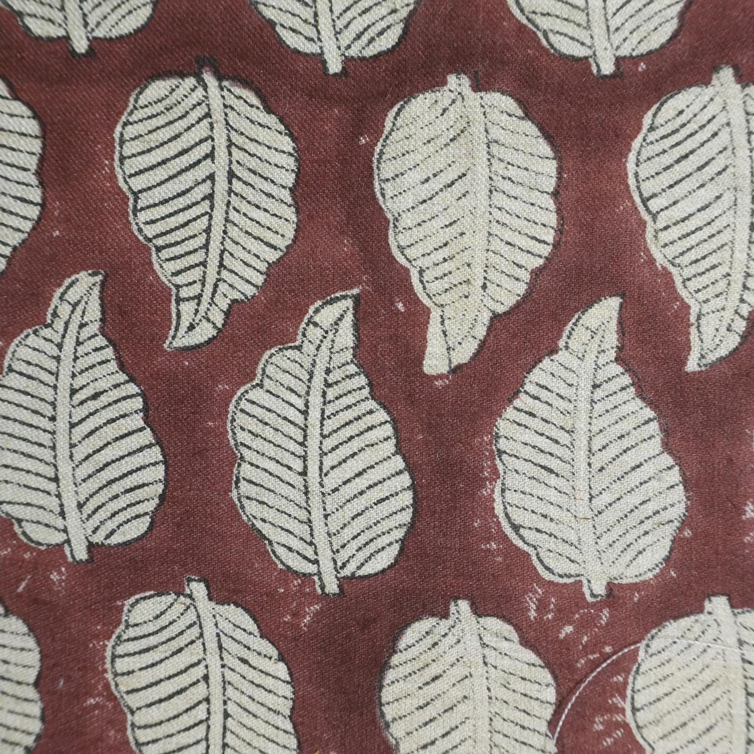 Linen Block Print Fabric Linen Blend 58 Inch Width Light Weight Linen Natural Base Color Curtains and Drapes Upholstery Handmade Art Pillow Covers Tablecloths and Runners Bedding Tote Bag Napkins by Fabritual