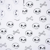 Handmade Black Skeleton Print Table Runner Elegant Fabric on Thick Cotton White for Halloween Decor