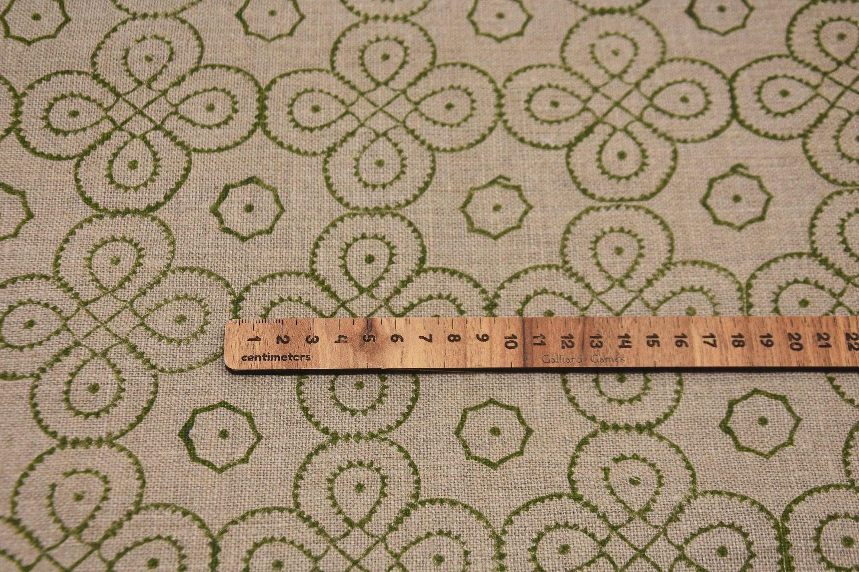 Linen Block Print Fabric 58 Inch Width Heavy Linen Natural Base Color Curtains and Drapes Upholstery Pillow Covers Tablecloths and Runners Bedding Tote Bag by Fabritual