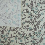 BLOCK PRINT HANDMADE DECORATIVE LINEN FABRIC FLORAL HANDMADE CUSHION AND DRAPERY CURTAIN FABRIC  - SEHJAN