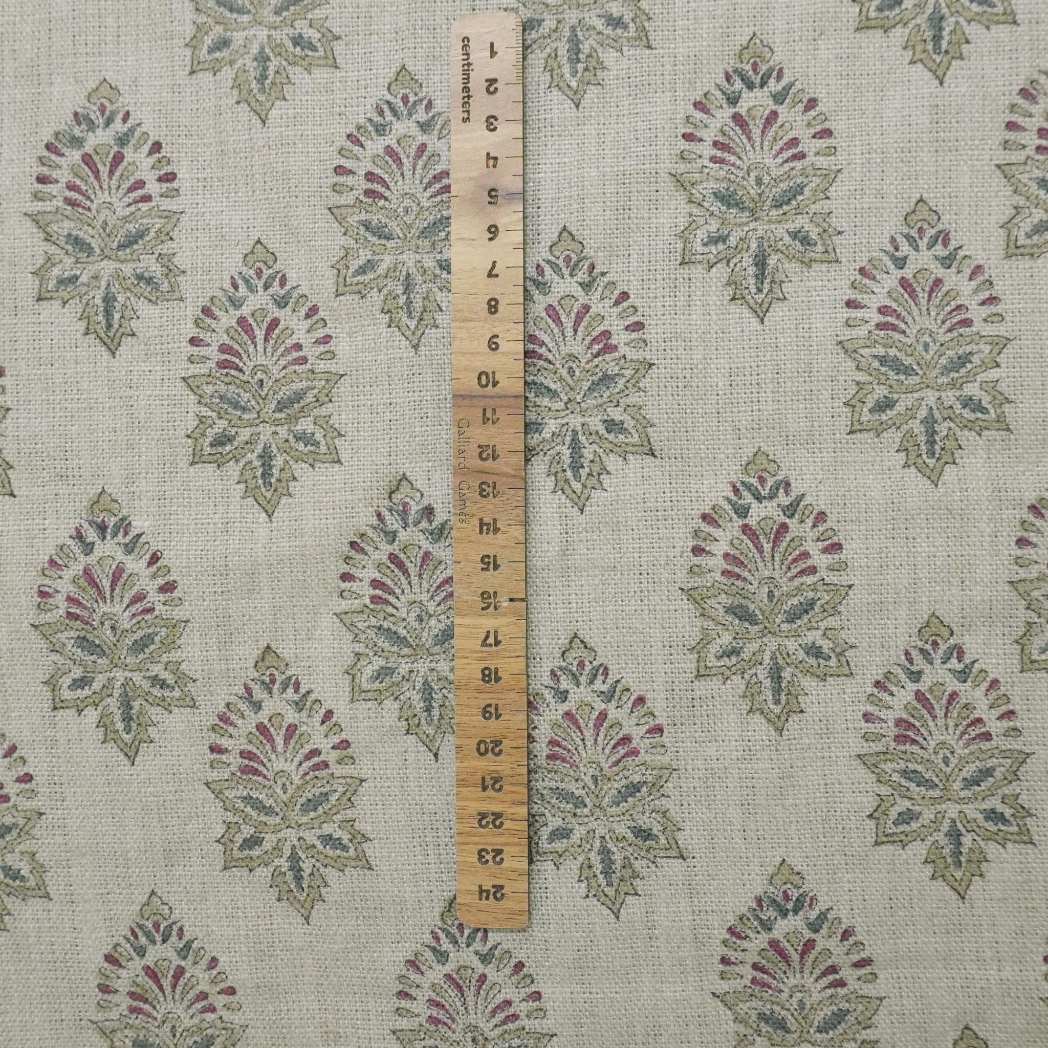 Linen Block Print Fabric 58 Inch Width Heavy Weight Linen Natural Base Color Curtains and Drapes Upholstery Handmade Art Pillow Covers Tablecloths and Runners Bedding Tote Bag Napkins by Fabritual