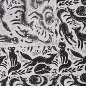 Indian Handmade Black Gehravan Print Textile Fabric on Pure Linen for Upholstery