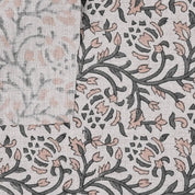 Handcrafted Gray Floral Cushion and Roman Shade Pure Linen Fabric for Farmhouse Decor - Suhana Bel