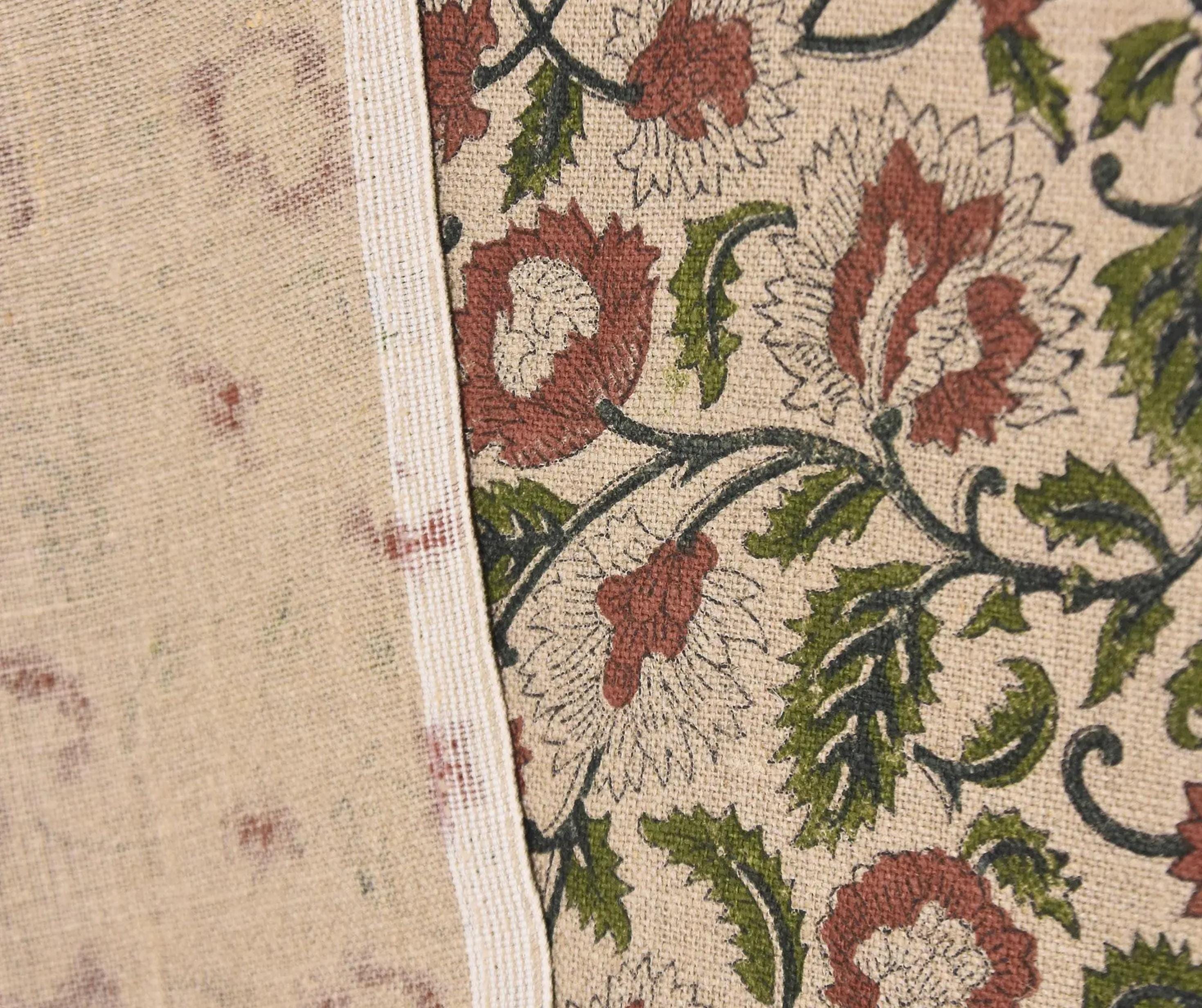 Linen Block Print Fabric 58 Inch Width Heavy Linen Natural Base With Unique Color Curtains and Drapes Upholstery Pillow Covers Tablecloths and Runners Bedding Tote Bag by Fabritual