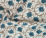 Linen Block Print Fabric 58 Inch Width Medium Weight Linen Natural Base Color Curtains and Drapes Tablecloths and Runners Bedding Tote Bag Lampshades Napkins by Fabritual