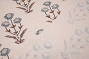 Cotton Block Print Fabric 50 Inch Width Medium Weight Duck Canvas Beige Base Color Curtains and Drapes Pillow Covers Tablecloths and Runners Bedding Tote Bag Napkins by Fabritual