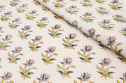 Cotton Block Print Fabric 50 Inch Width Medium Weight Duck Canvas Beige Base Color Tablecloths and Runners Curtains and Drapes Pillow Cover Curtains and Drapes  Bedding Tote Bag Napkins by Fabritual