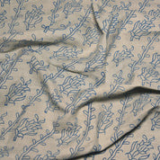 Linen Block Print Fabric 58 Inch Width Medium Weight Linen Natural Base With Unique  Color Curtains and Drapes Upholstery Pillow Covers Tablecloths and Runners Bedding Tote Bag Lampshades Napkins by Fabritual