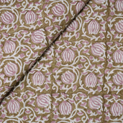 Block Print Fabric 58 Inch Width Light Weight Viscose Linen Natural Base Color and Mini Yellow Floral Print Curtains and Drapes Pillow Covers Tablecloths and Runners Bedding Tote Bag Napkins by Fabritual