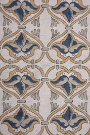 Linen Block Print Fabric 58 Inch Width Medium Weight Linen Natural Base Color Curtains and Drapes Upholstery Handmade Art Pillow Covers Tablecloths and Runners Bedding Tote Bag Napkins by Fabritual