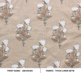 Linen Blockprint Handmade Thick Linen Fabric - ABHISHEK