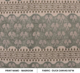 Handmade Throw Block Printed Light Green Mini Floral Sustainable Duck Canvas Fabric - MUSHROOM