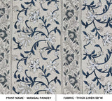 Indian Block Printed Gray & Black Boho Thick Linen Premium Soft Fabric - MANGAL PANDEY