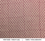 Handmade Block Printed Pink and Beige Floral Custom Thick Linen Fabric - PINKCITY JAAL