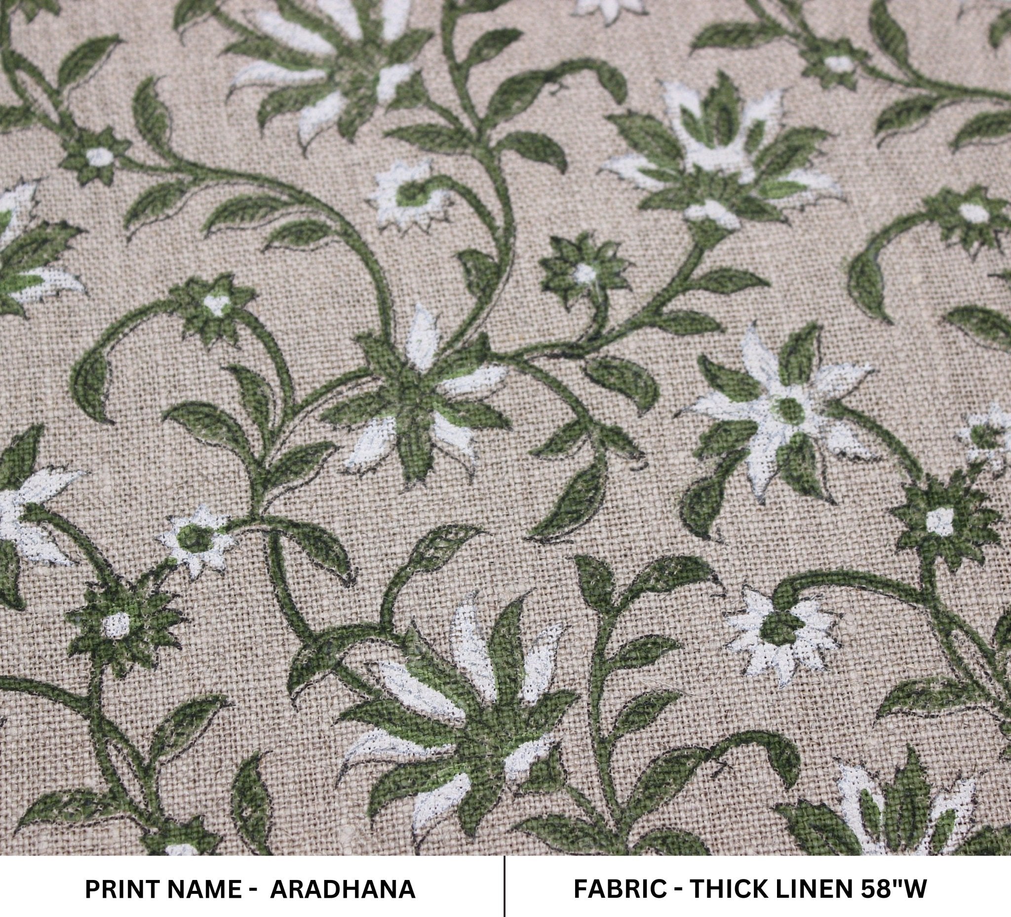 Aradhana   Thick Linen Fabric  Most Popular Block Print Fabric In Summers  Best For Upholstery, Cushion Cover, Sofa/Chair Cover