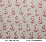 Indian Craftsmanship Block Printed Pink & Gray Thick Linen Curtains Fabric for Home Decor - PATJHAD