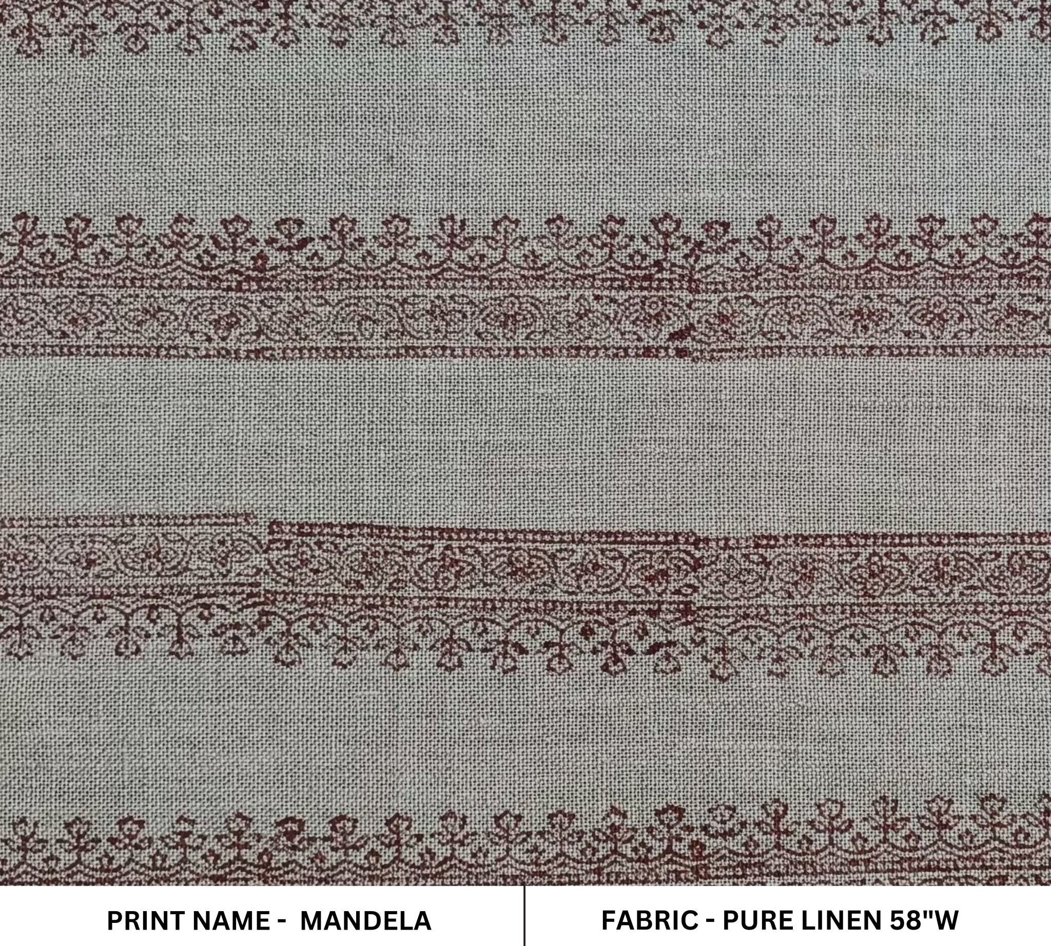 Block print fabric, thick linen,  fabric upholstery, Heavy Weight Fabric, hand block print, sewing fabric - Mandela