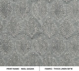 Handmade Block Printed Gray Floral Boho Throw Thick Linen Fabric for Interior Decor – Neel Gagan