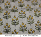 Handmade blockprint Thick Linen fabric ALIA