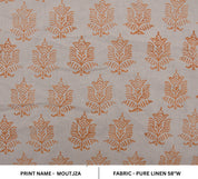 Block Print Handloom Pure Linen 58" Wide indian Fabric, Upholstery, Pillow Cover, Curtains, fabric by yards - Moutjza