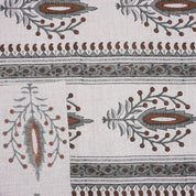 Indian Handmade Art Brown and Gray Floral Decorative Cushion Cover Fabric on Pure Linen - Nirja