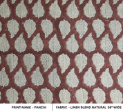 Linen Block Print Fabric Linen Blend 58 Inch Width Light Weight Linen Natural Base Color Curtains and Drapes Upholstery Handmade Art Pillow Covers Tablecloths and Runners Bedding Tote Bag Lampshades Napkins by Fabritual