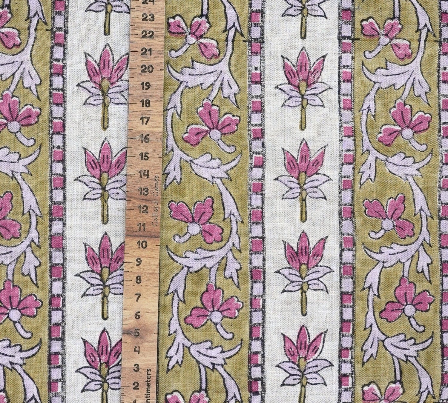Hand Block Printed Pink Floral Viscose Linen Fabric – Laxmi Border Boho Design