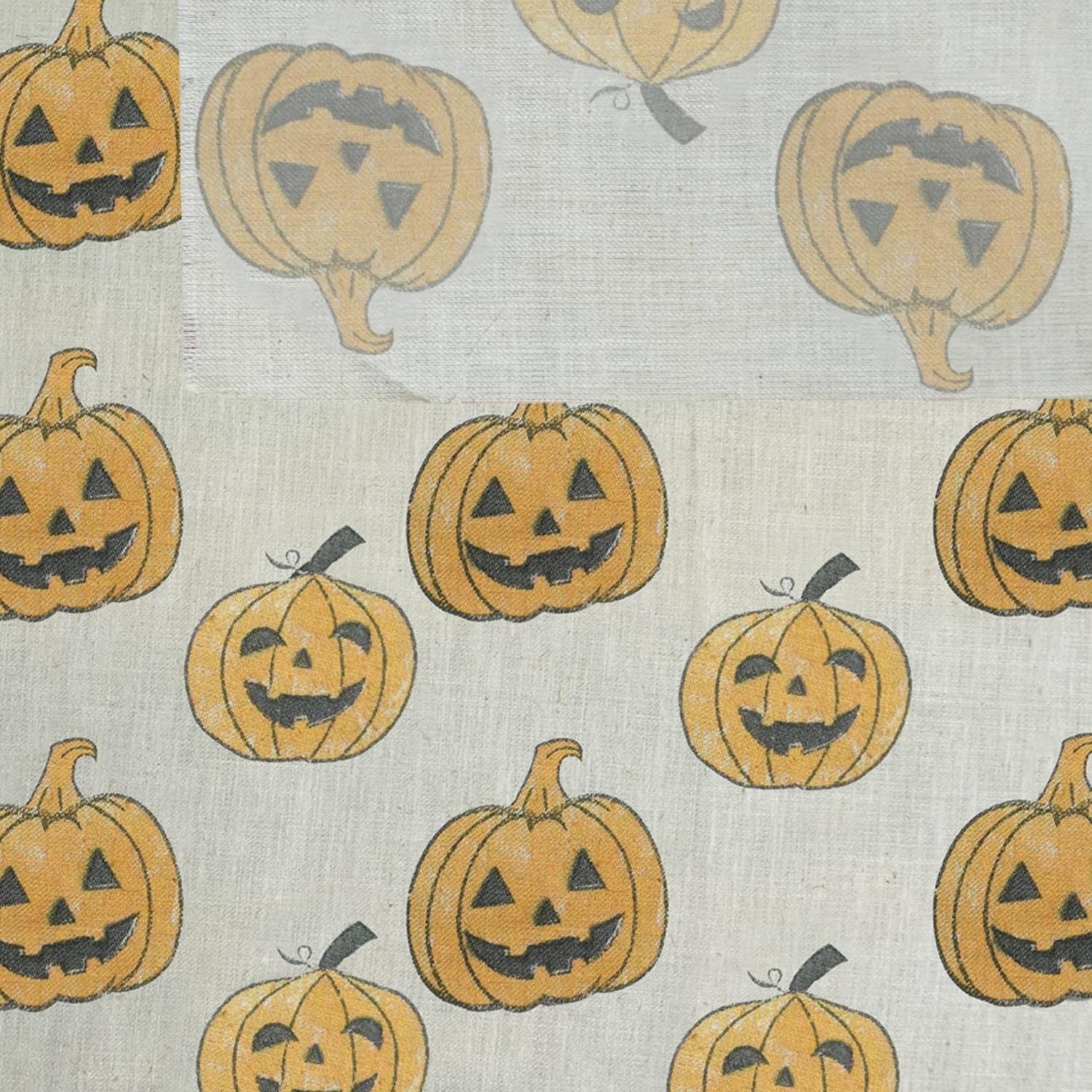 LINEN YELLOW CHRISTMAS HOME DECOR FABRIC LINEN BLEND NATURAL HANDMADE ART - YELLOW PUMPKIN