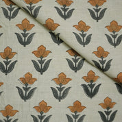 Linen Block Print Fabric Linen Blend 58 Inch Width Light Weight Linen Natural Base Color Curtains and Drapes Upholstery Handmade Art Pillow Covers Tablecloths and Runners Bedding Tote Bag Lampshades by Fabritual