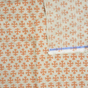Handcrafted Throw Mini Orange Floral Block Printed Premium Pure Linen Mediumweight Cushion Fabric – BINDIKA