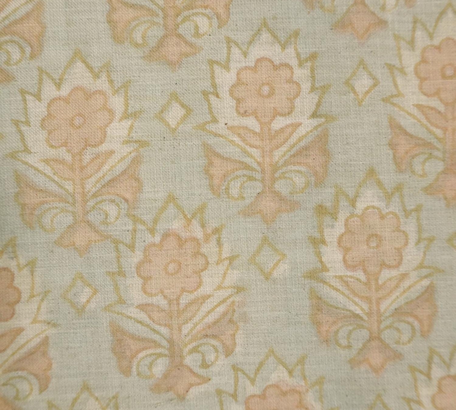 Linen Block Print Fabric 58 Inch Width Light Weight Linen Natural Base Color Handmade Creative Design To Make Curtains and Drapes Upholstery Pillow Covers Lampshades Napkins by Fabritual