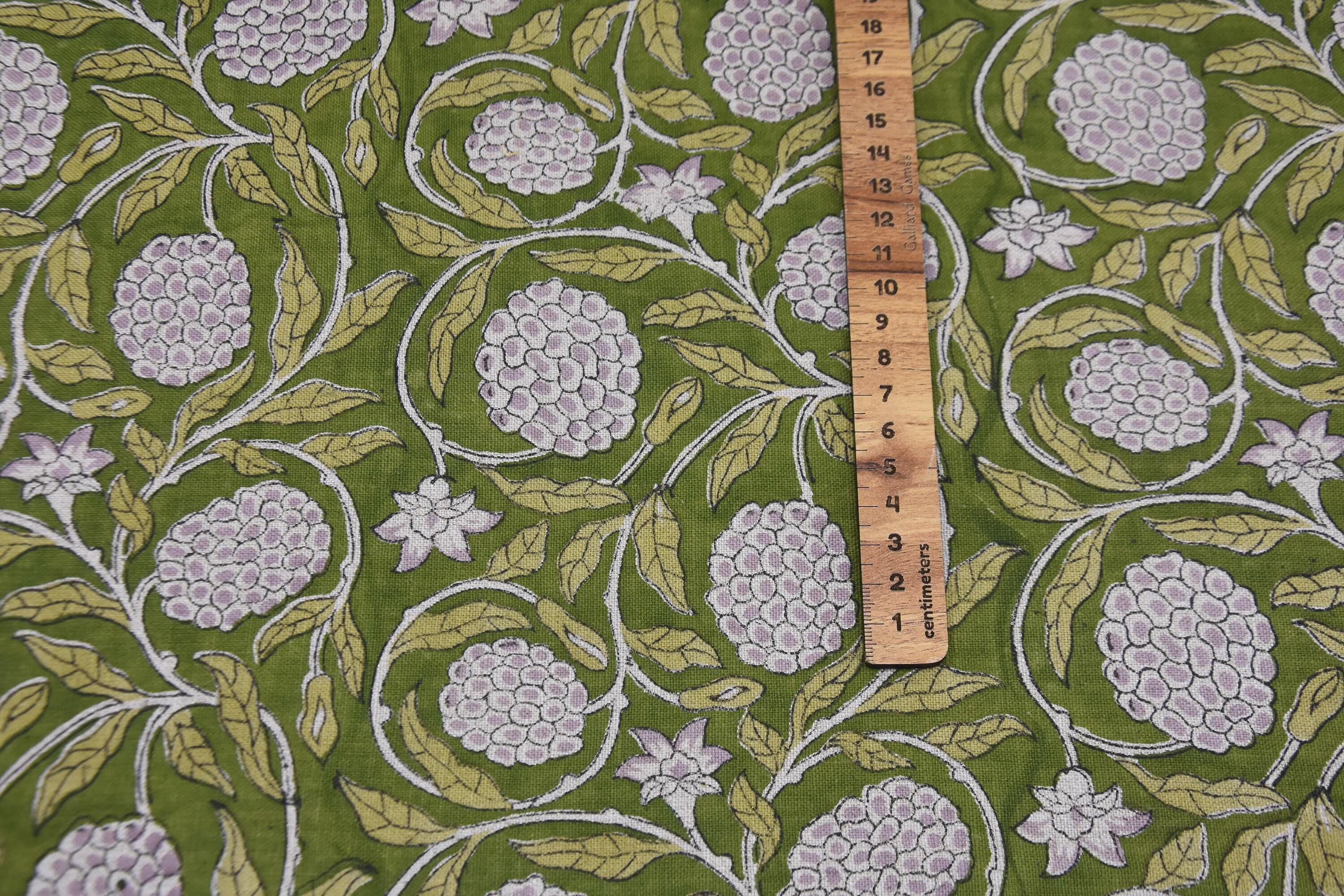 Linen Block Print Fabric 58 Inch Width Medium Weight Linen Natural Base Color Curtains and Drapes Upholstery Handmade Art Pillow Covers Tablecloths and Runners Bedding Tote Bag Lampshades Napkins by Fabritual