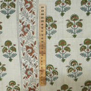 Linen Block Print Fabric 58 Inch Width Medium Weight Linen Natural Base Color Handmade Creative Design To Make Curtains and Drapes Upholstery Pillow Covers Tablecloths and Runners Napkins by Fabritual