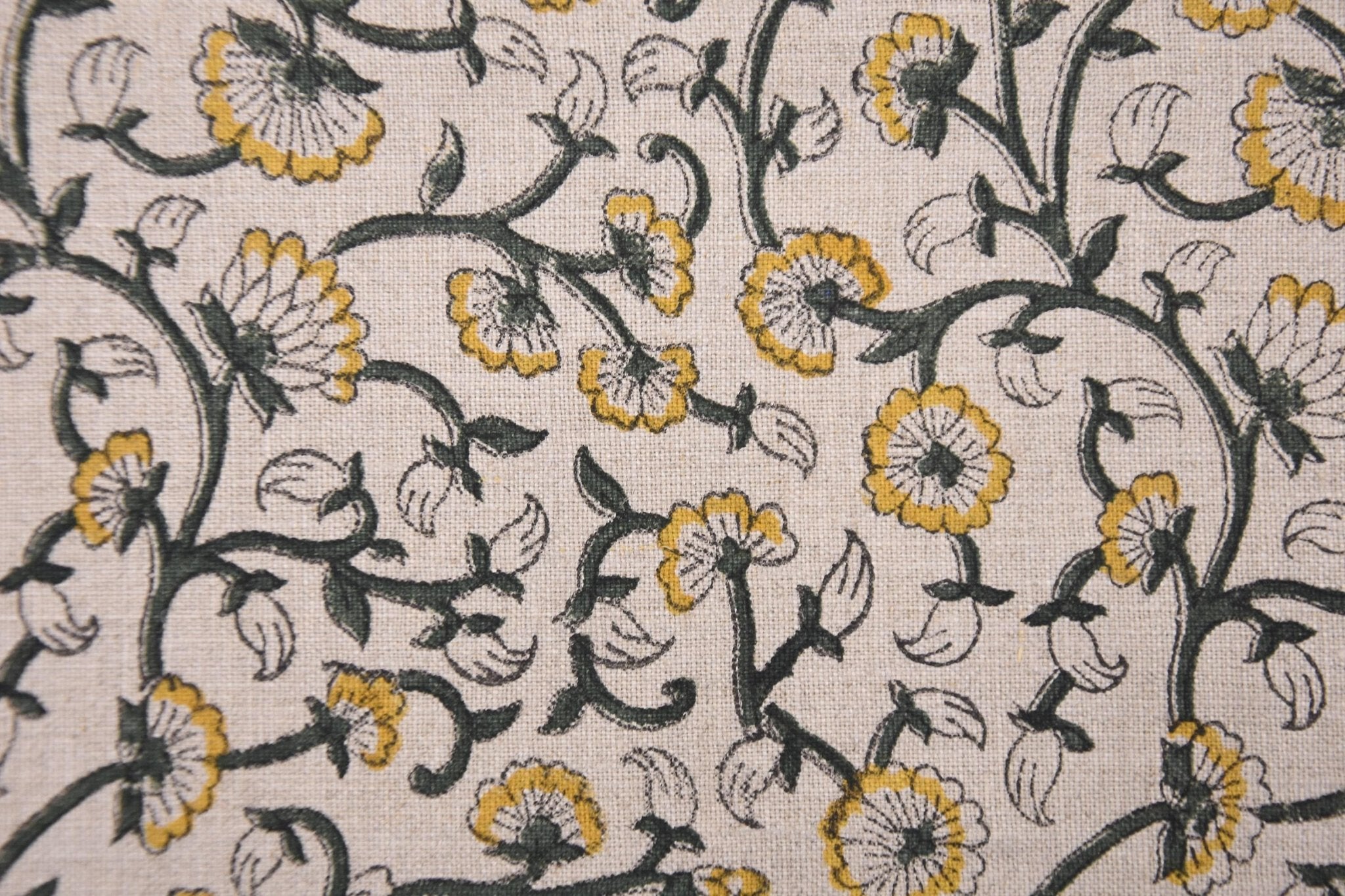 Linen Block Print Fabric 58 Inch Width Medium Weight Linen Natural Base Color Handmade Creative Design To Make Upholstery Pillow Covers Tablecloths and Runners Lampshades Napkins by Fabritual