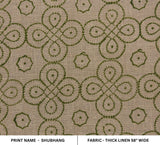 Handmade Block Print Thick Linen Green Floral Pillow Cover Curtains Fabric Textiles Home Decor - Shubhang