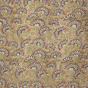 Block Printed Traditional Brown Floral Sustainable Pure Linen Fabric - Rajnigandha