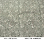 Linen Block Print Fabric 58 Inch Width Medium Weight Linen Natural Base Color Curtains and Drapes Upholstery Handmade Art Pillow Covers Tablecloths and Runners Bedding Tote Bag Lampshades Napkins by Fabritual