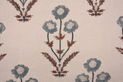 Cotton Block Print Fabric 50 Inch Width Medium Weight Duck Canvas Beige Base Color Curtains and Tablecloths and Runners Bedding Tote Bag Lampshades Napkins by Fabritual