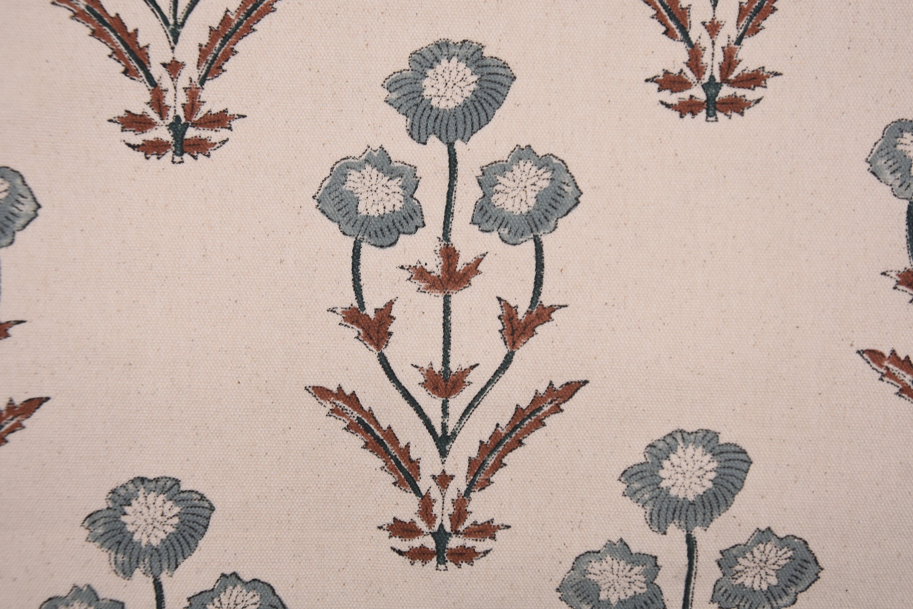 Cotton Block Print Fabric 50 Inch Width Medium Weight Duck Canvas Beige Base Color Curtains and Tablecloths and Runners Bedding Tote Bag Lampshades Napkins by Fabritual